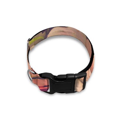Retro Pink Roses Floral Print Dog Collar