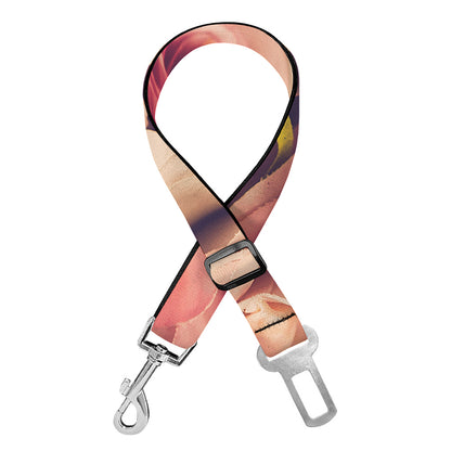Retro Pink Roses Floral Print Dog Seat Belt