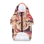 Retro Pink Roses Floral Print Dog Zip Up Hoodie