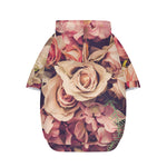 Retro Pink Roses Floral Print Dog Zip Up Hoodie