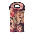 Retro Pink Roses Floral Print Double Neoprene Wine Tote