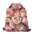 Retro Pink Roses Floral Print Drawstring Bag