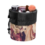 Retro Pink Roses Floral Print Drawstring Makeup Bag