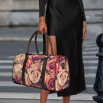 Retro Pink Roses Floral Print Duffle Bag