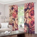 Retro Pink Roses Floral Print Extra Wide Grommet Curtains