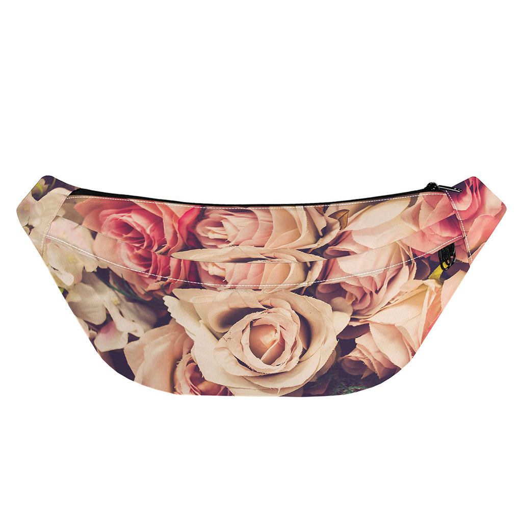 Retro Pink Roses Floral Print Fanny Pack