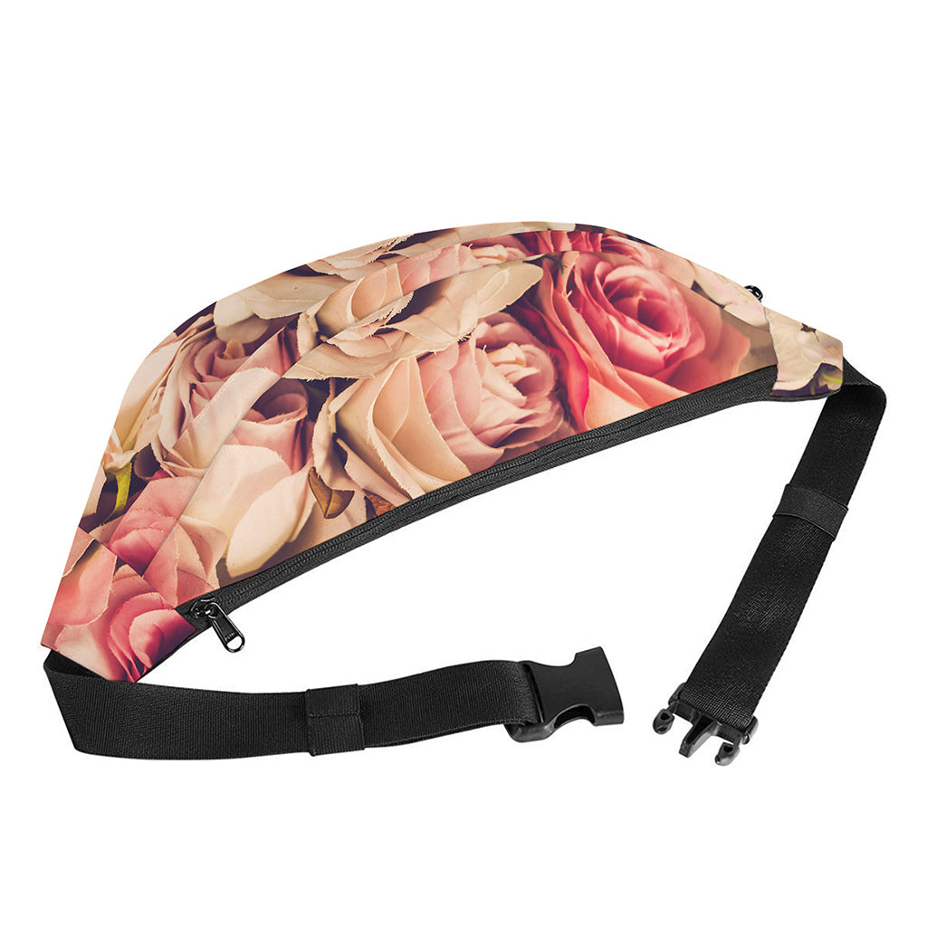 Retro Pink Roses Floral Print Fanny Pack