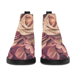 Retro Pink Roses Floral Print Flat Ankle Boots