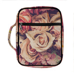 Retro Pink Roses Floral Print Front Pocket Bible Bag