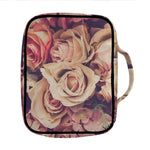 Retro Pink Roses Floral Print Front Pocket Bible Bag