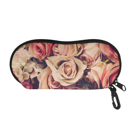 Retro Pink Roses Floral Print Glasses Case