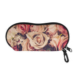 Retro Pink Roses Floral Print Glasses Case