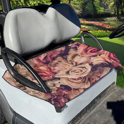 Retro Pink Roses Floral Print Golf Cart Seat Cover