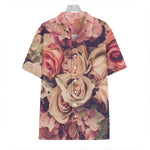 Retro Pink Roses Floral Print Hawaiian Shirt
