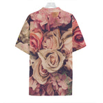 Retro Pink Roses Floral Print Hawaiian Shirt