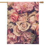 Retro Pink Roses Floral Print House Flag