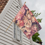 Retro Pink Roses Floral Print House Flag