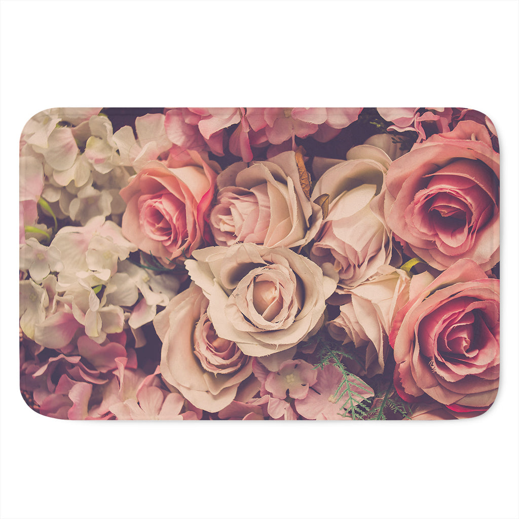 Retro Pink Roses Floral Print Indoor Door Mat