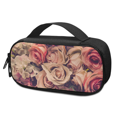 Retro Pink Roses Floral Print Insulin Cooler Travel Case