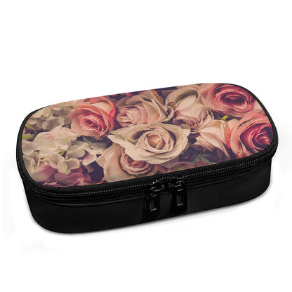 Retro Pink Roses Floral Print Insulin Cooler Travel Case