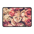 Retro Pink Roses Floral Print Kitchen Mat