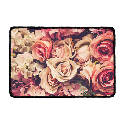 Retro Pink Roses Floral Print Kitchen Mat