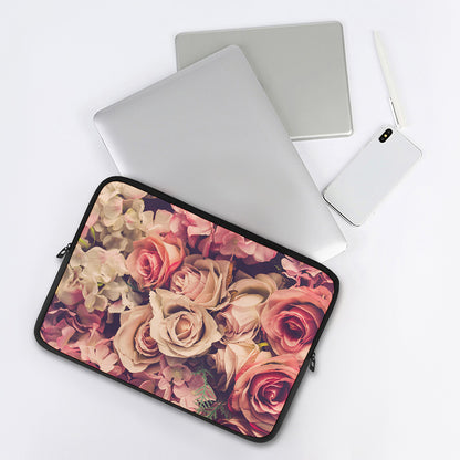 Retro Pink Roses Floral Print Laptop Sleeve