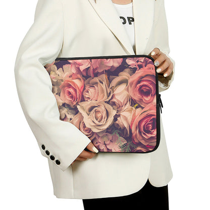 Retro Pink Roses Floral Print Laptop Sleeve