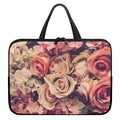 Retro Pink Roses Floral Print Laptop Sleeve With Handle