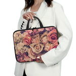 Retro Pink Roses Floral Print Laptop Sleeve With Handle