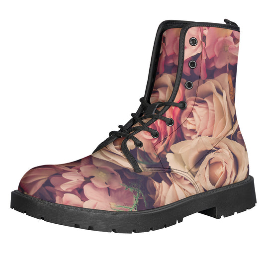Retro Pink Roses Floral Print Backpack
