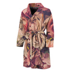 Retro Pink Roses Floral Print Men's Bathrobe