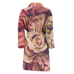 Retro Pink Roses Floral Print Men's Bathrobe
