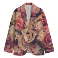 Retro Pink Roses Floral Print Men's Blazer