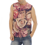 Retro Pink Roses Floral Print Men's Fitness Tank Top