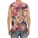 Retro Pink Roses Floral Print Men's Fitness Tank Top