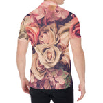 Retro Pink Roses Floral Print Men's Shirt