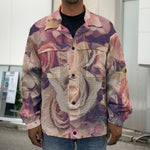 Retro Pink Roses Floral Print Men's Shirt Jacket