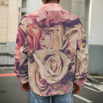 Retro Pink Roses Floral Print Men's Shirt Jacket