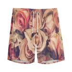 Retro Pink Roses Floral Print Men's Sports Shorts