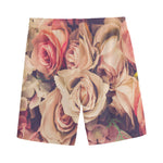 Retro Pink Roses Floral Print Men's Sports Shorts