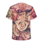 Retro Pink Roses Floral Print Men's Sports T-Shirt