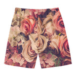 Retro Pink Roses Floral Print Men's Swim Trunks