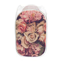 Retro Pink Roses Floral Print Mesh Laundry Hamper