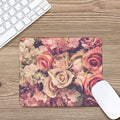 Retro Pink Roses Floral Print Mouse Pad