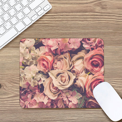 Retro Pink Roses Floral Print Mouse Pad