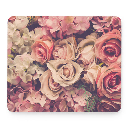 Retro Pink Roses Floral Print Mouse Pad