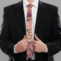 Retro Pink Roses Floral Print Necktie