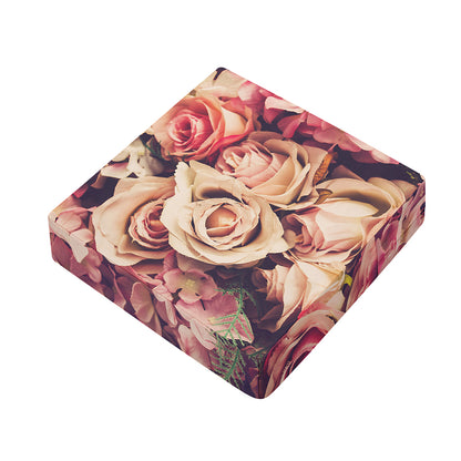 Retro Pink Roses Floral Print Outdoor Seat Cushion Cover