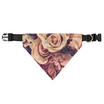 Retro Pink Roses Floral Print Over The Collar Dog Bandana